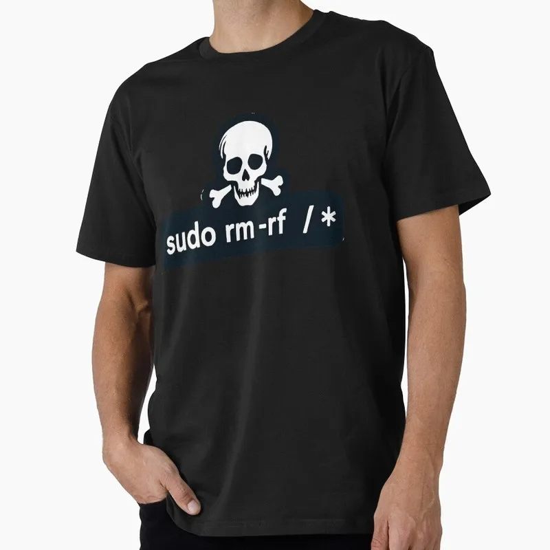 sudo death Funny Linux Operating System Graphic T‑Shirt Casual Short Sleeve Tees Geek IT Developer Fan Gift Tops S-6XL