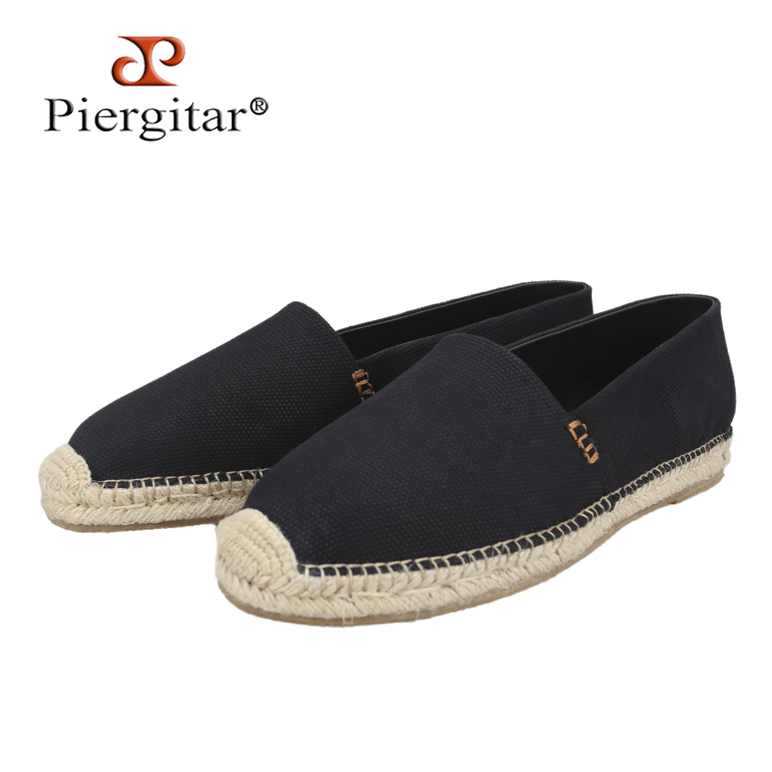 Piegitar Brand Classic Style Handmade Black Canvas Fisherman Shoes Fashionable And Versatile Slip-On Model Men's Casual Shoes
