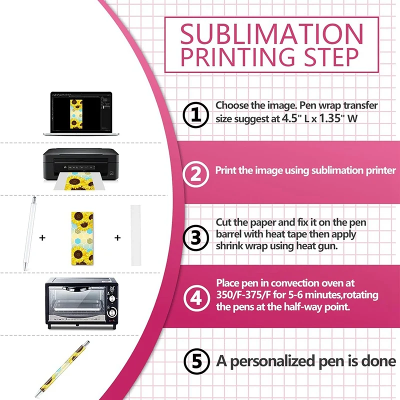 NEW-Sublimation Pen Blank Without Pinch Shrink Packaging, Heat Transfer Sublimation Ballpoint Pen, For DIY Office