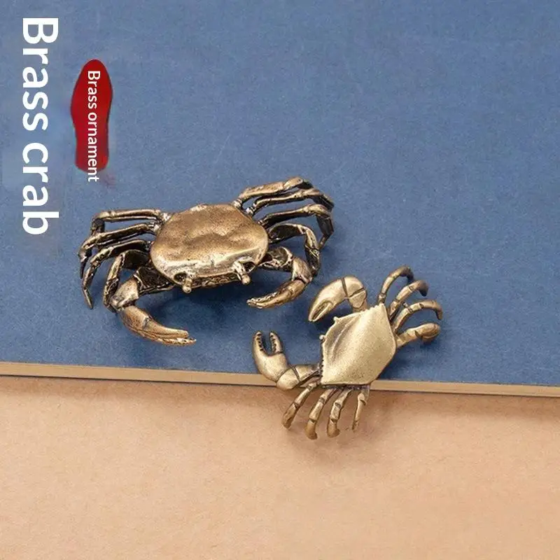 Retro Metal Lobster Mini Figurine Solid Brass Statue Creative Desktop Ornament for Home Office Desk Decor Gift