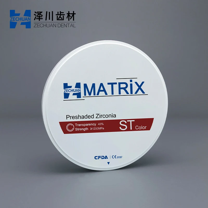 ZECHUAN MATRIX ST Color Pre-shaded Zirconia Blocks Dental Lab Materia Super Translucent Ceramics CAD CAM 98mm System