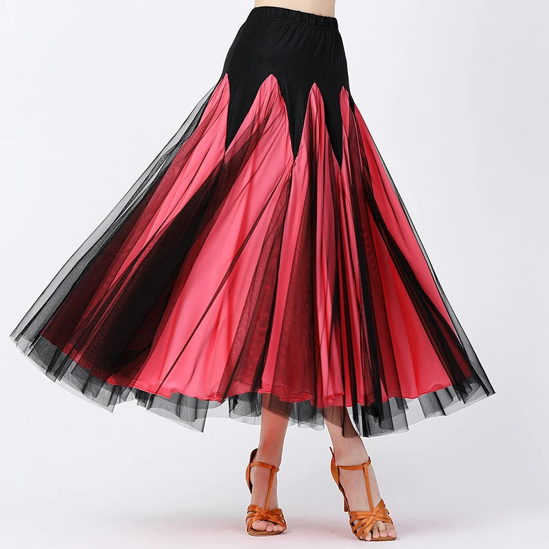 Modern dance skirt ballroom dance skirt mesh long skirt dance performance dress large swing skirt