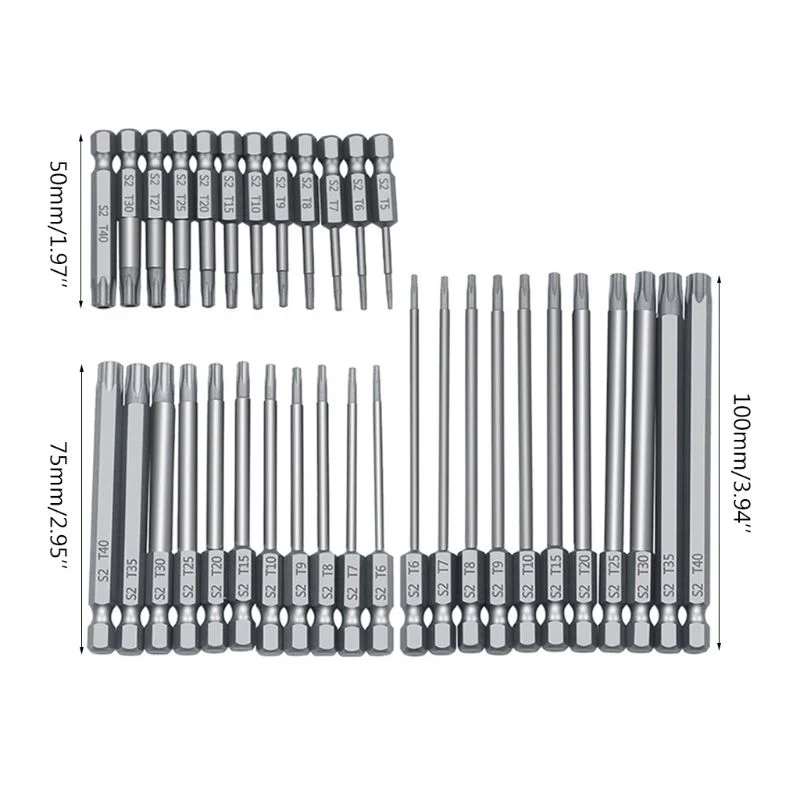 Security Bit Set Tamper Proof Screwdriver Drill Bit Screw Driver Bits Torx Flat Head 1/4" Hex Driver Bits