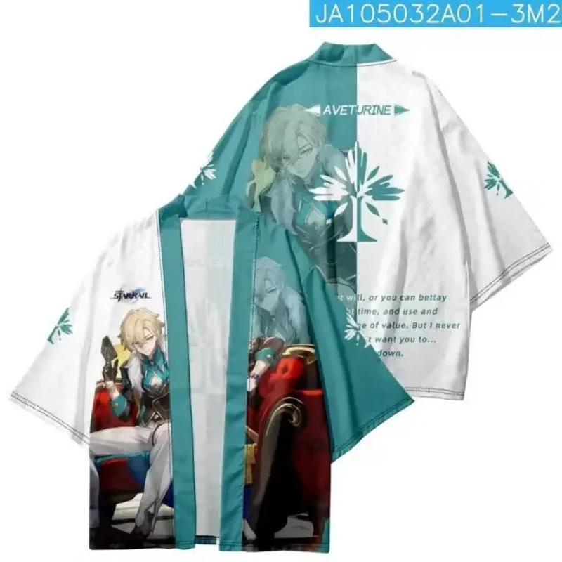 هونكاي ستار رايل روبن كوسبلاي كيمونو زي عصري مطبوع بأكمام قصيرة للحفلات افينتورين