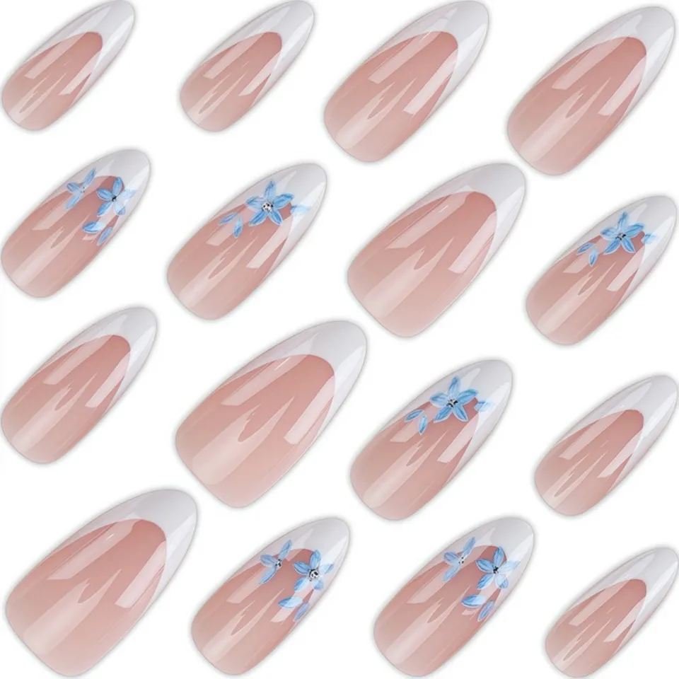 30 uñas postizas terminadas, punta francesa blanca clásica, dulces y elegantes, al por mayor 3