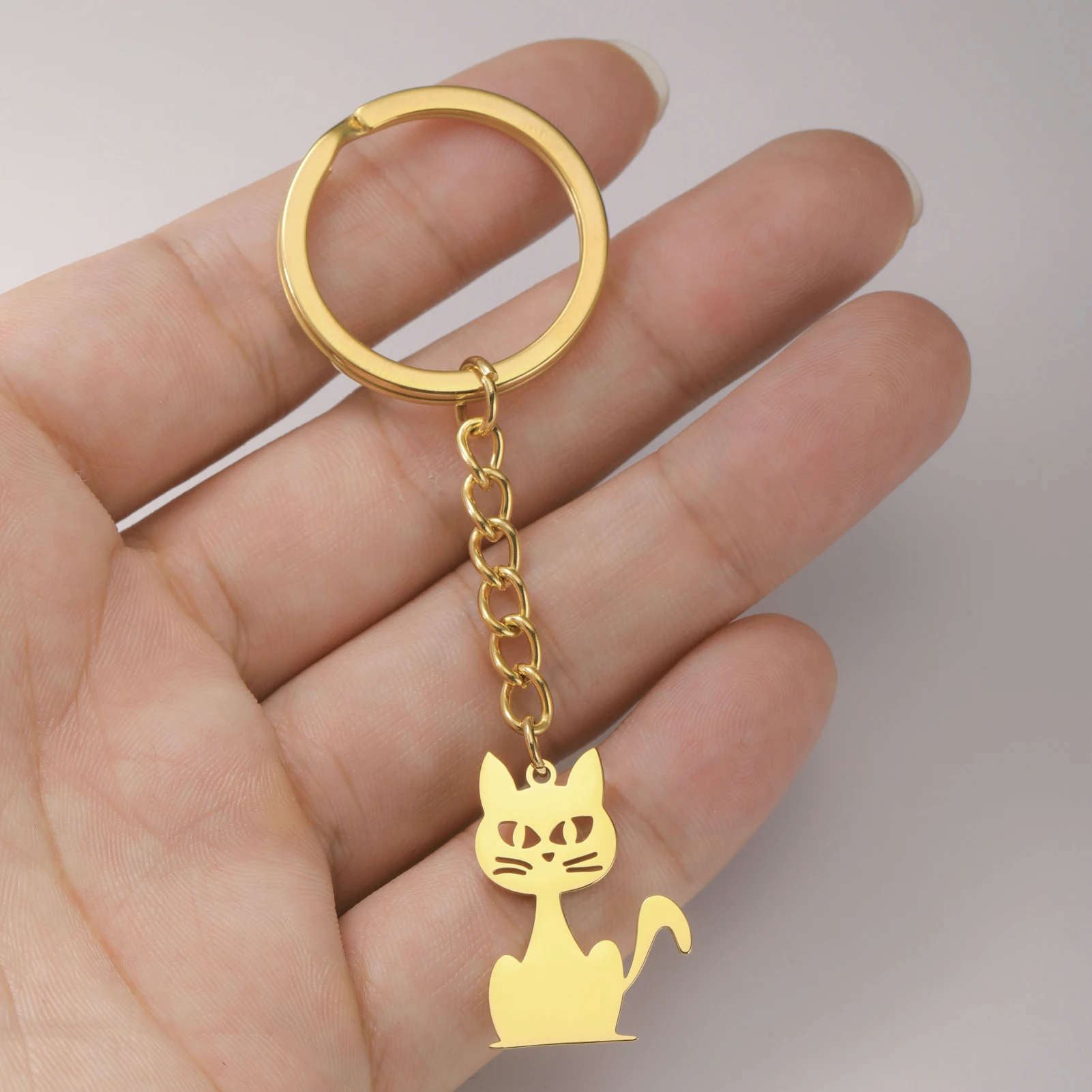 Cazador Witch Cat Keyring Stainless Steel Car Keychain for Women Girls Cute Animal Bag Charm Jewelry Gift Halloween 2025 New