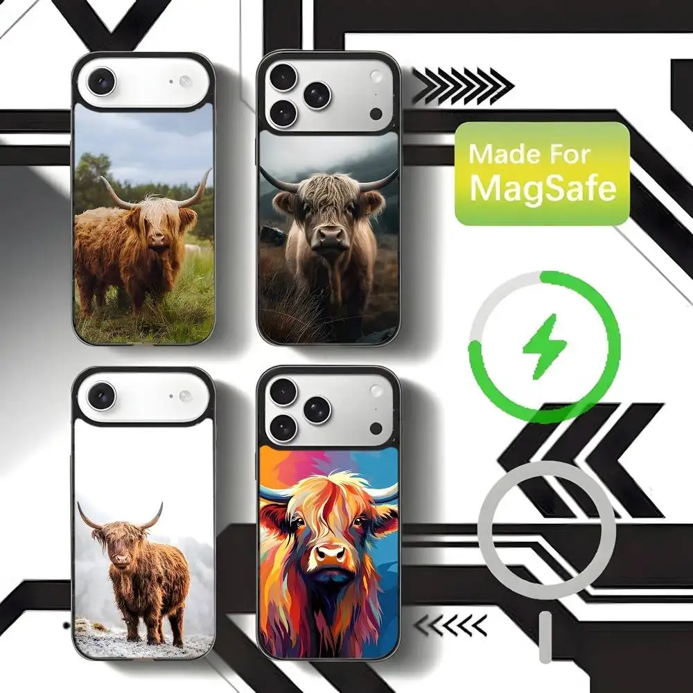 

Cute Highland Cow Phone Case For iPhone 17,16,15,14,13,12,11,Pro,Max,Plus,Mini,SE4,E Magnetic Magsafe Wireless Charging