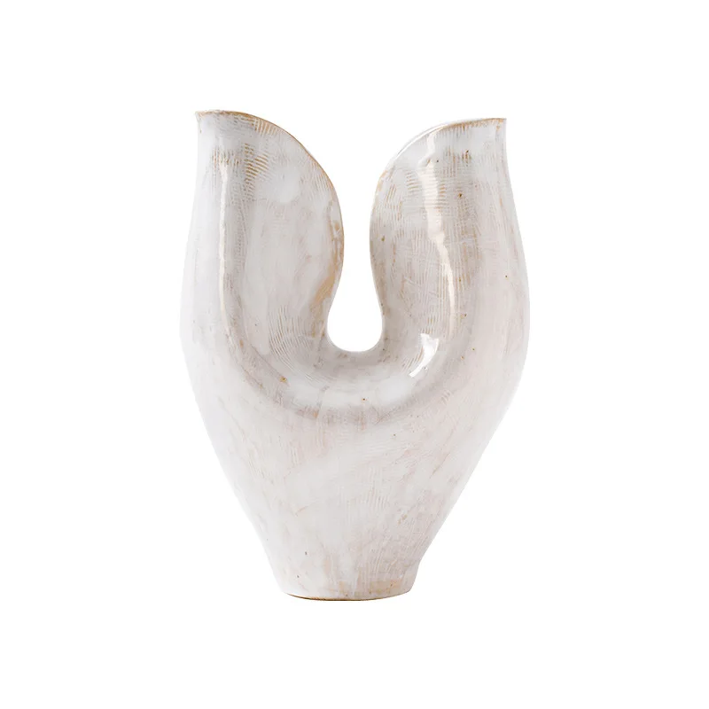 

Nordic white vase minimalist light luxury ceramic ornament home jewelry exhibition hall flower ware