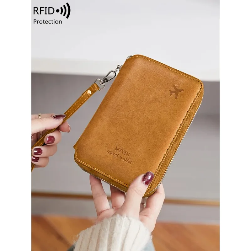 Porte-passeport RFID multifonctionnel en cuir PU, accessoire de voyage minimaliste et à la mode, porte-monnaie unisexe