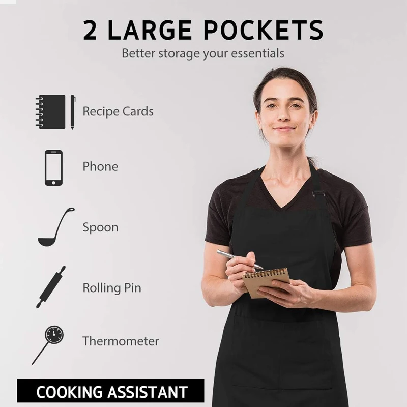 Delantal de cocina imprescindible, delantal de algodón con logotipo personalizado, delantales ajustables para mujeres y hombres, delantal profesional para peluquería, Baber, 10 Uds.