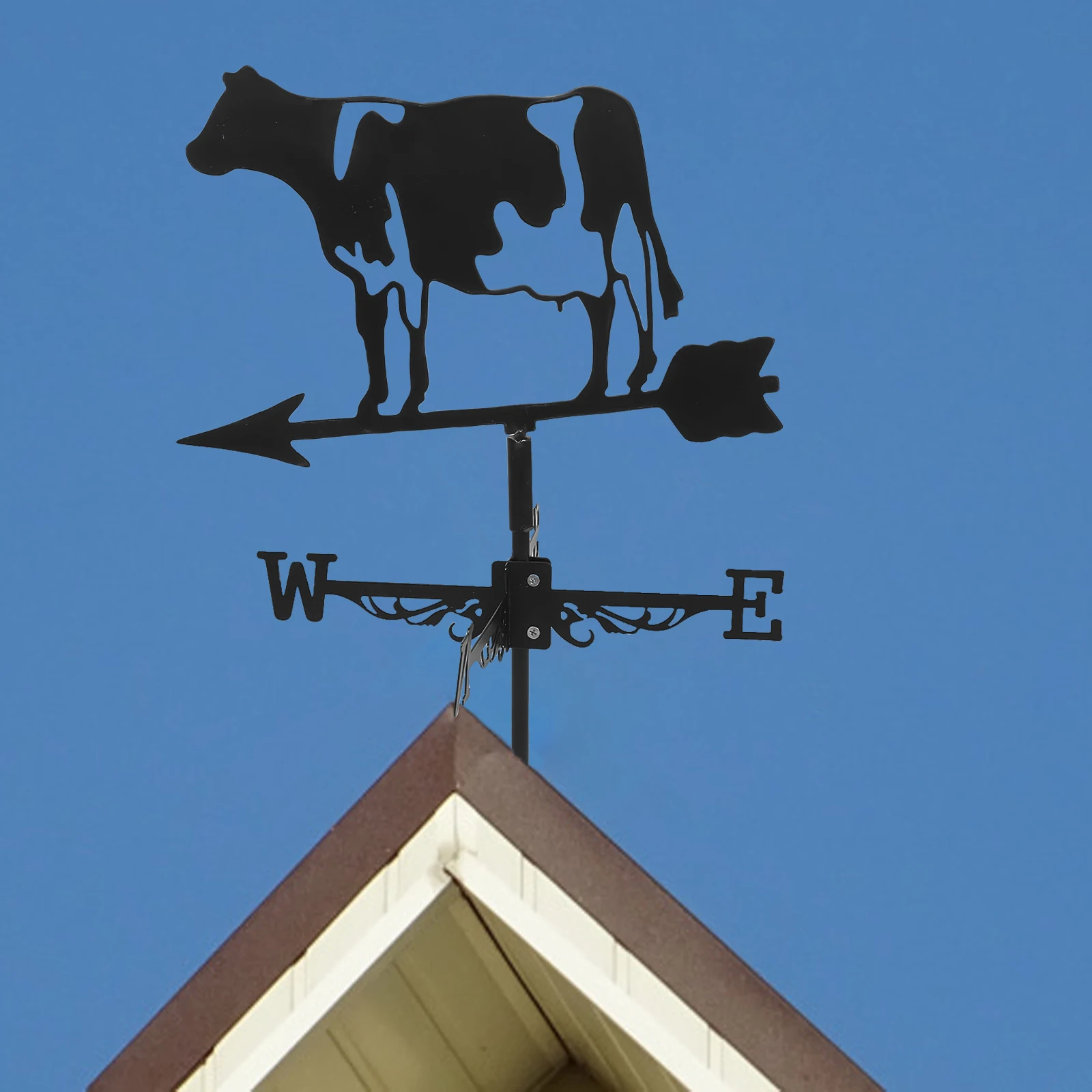 

3D Cow Weathervane Iron Metal Wind Direction Indicator Roof Yard Decor Weather Vane Garden Accessory Durable Practical