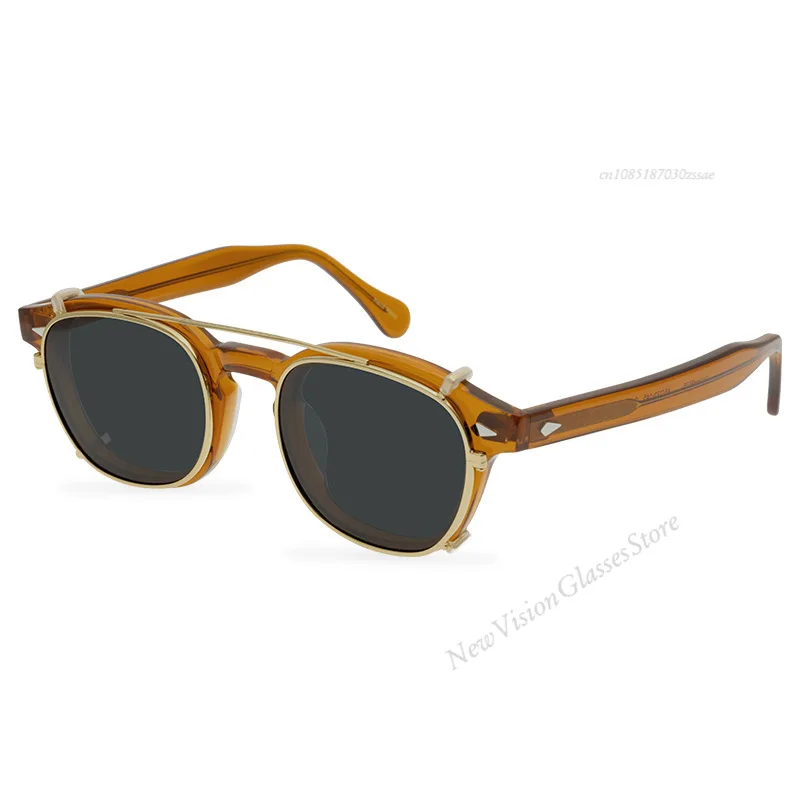 

Designer Brand Men's Classical Square Sunglasses 2025 New Arrive Vintage Tortoise Acetate Clip On Solar Glasses Men