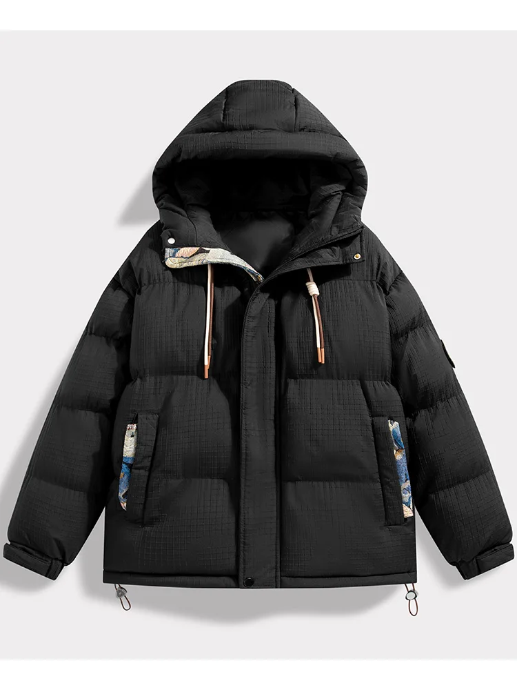 

Men's Hooded Thiened Warm Cotton Jaet Winter Outerwear Loose Fit Youthful Sle Polyester Fiber Filled Zipper Closure o...