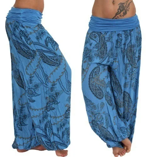 Summer  Digital Print Wide Leg Pants Casual Trousers Long Length Wish New Style Ethnic Women's Fashion Casual Wear