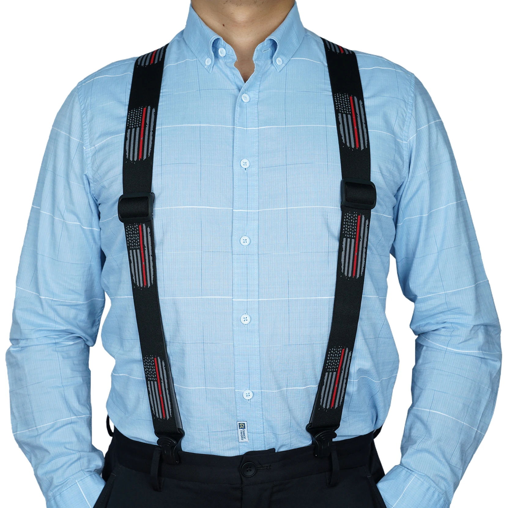 MELOTOUGH-Suspensórios amigáveis para o aeroporto, totalmente elásticos, suspensórios com remendo de couro, 1,5 ", sem clipe plástico Buzz