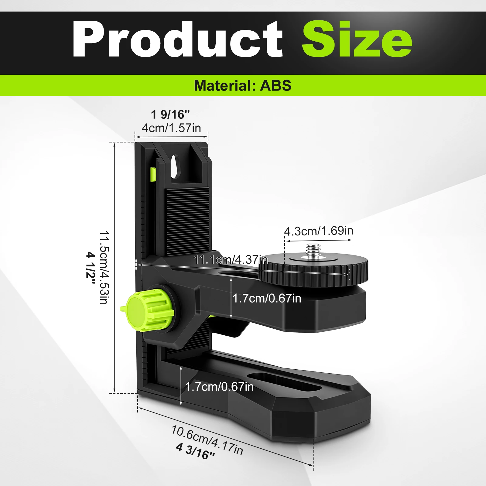 L-Shape Magnetic Bracket Base for Laser Level, 1/4''-20 Threaded Laser Level Tripod Stand 360° Horizaontal Ratation Height Adjus