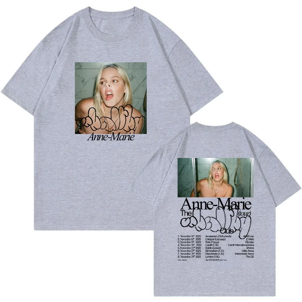 Anne Marie Merch 2024 The Unhealthy Club Tour T-shirt Crewneck Short Sleeve Streetwear Mężczyźni Kobiety Tee Fashion Clothes