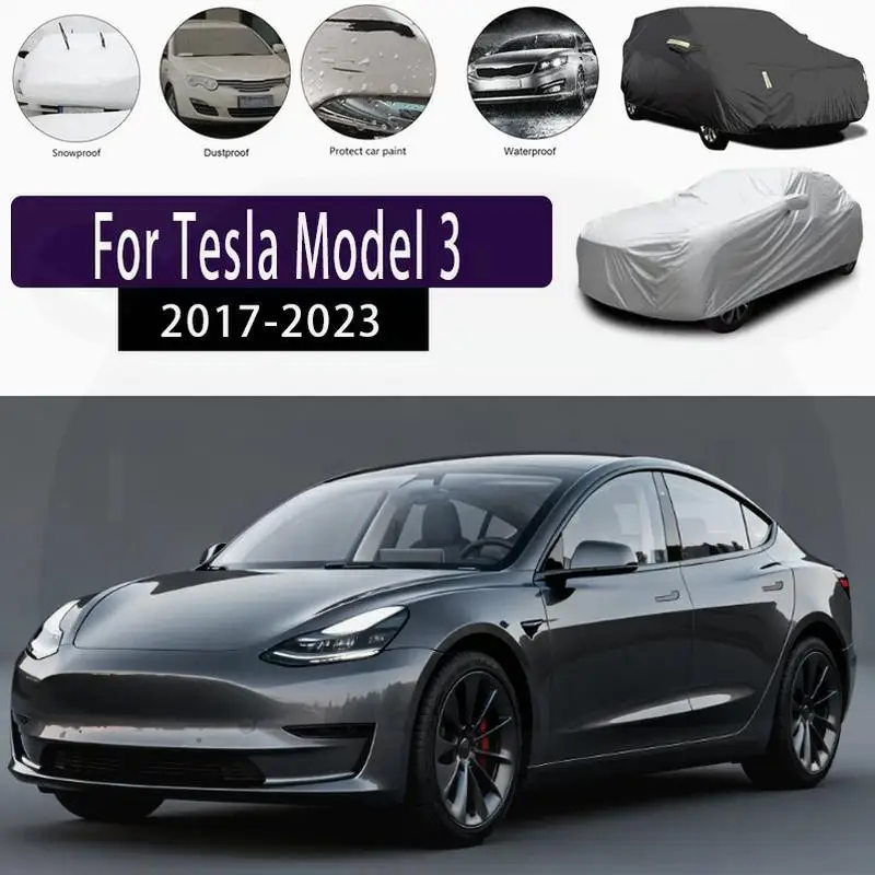 

For Outdoor Protection Full for Tesla Model 3 2017 2023 Waterproof Dustproof Exterior Accessories Snow Sunshade Car Covers