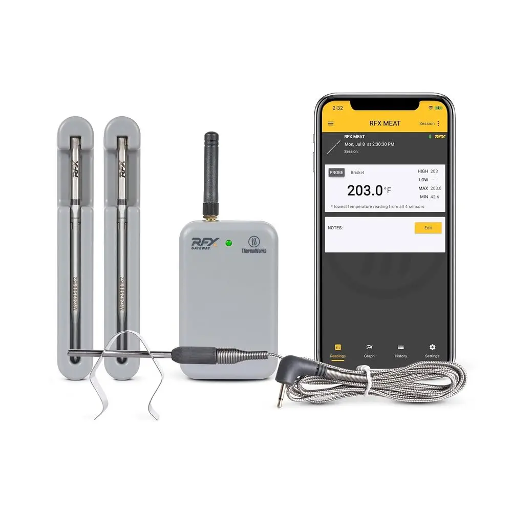 

Dual Probe Wi-Fi Meat Thermometer for Smoker, Grill, BBQ, Oven - Enhanced Connectivity and Accuracy