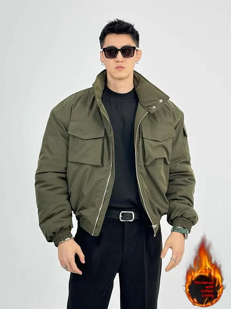 

Мужское пальто Bomber Light Cavalry Jaet ort Sle Pilot Faionable Youth Cotton, теплое длинное повседневное пальто с воротником-стойкой све