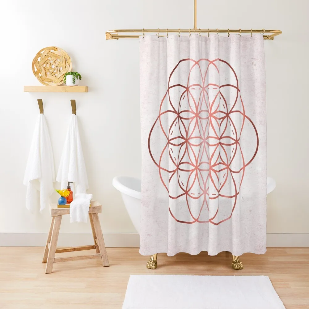 

Rose Gold Flower of Life Shower Curtain For The Bathroom For Bathroom Shower Shower Set For Bathrooms Curtain