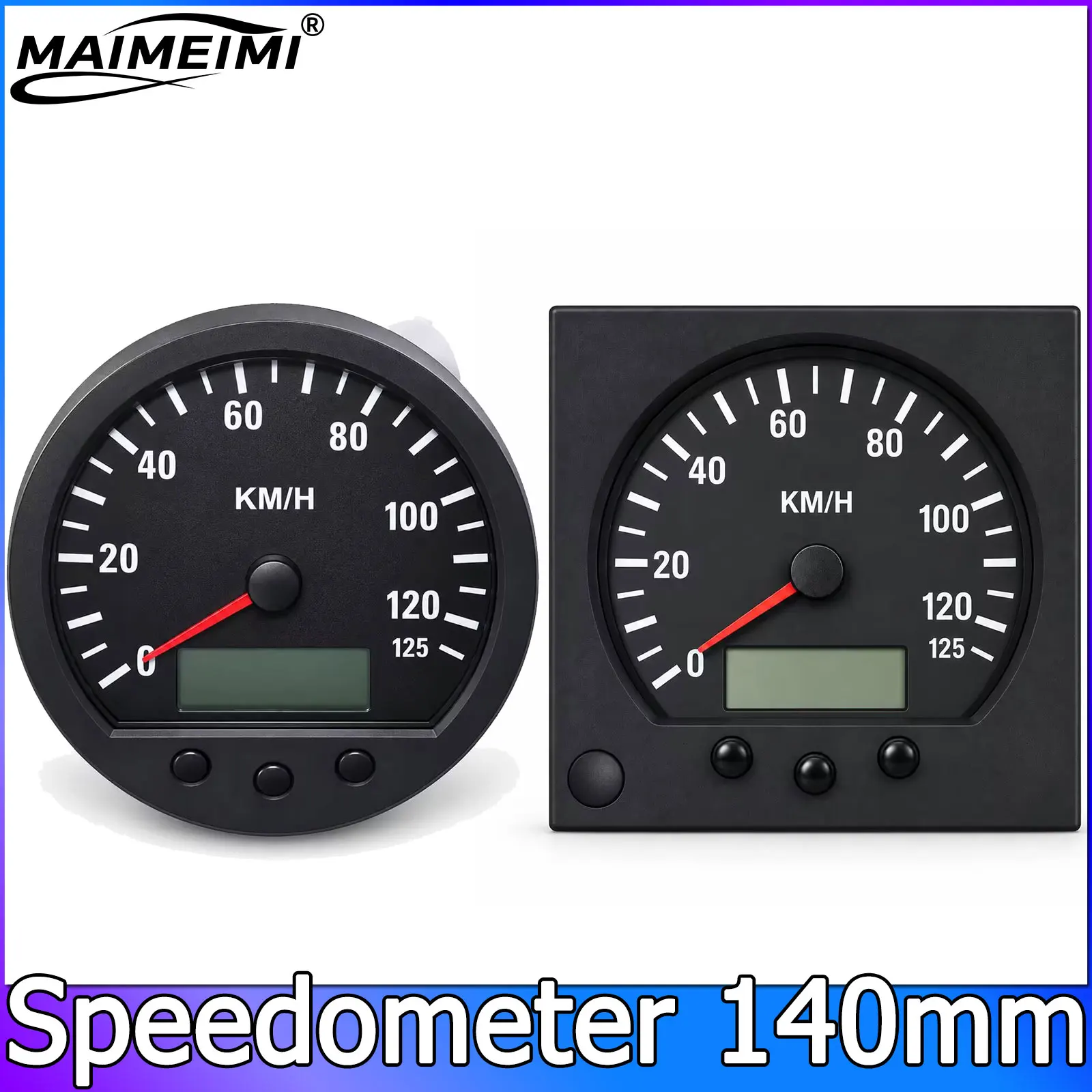 Pulse Speedometer Odometer 140mm Diameter Speed Indication Range 0-125km/h With Backlight For Truck Minivan 9-36V , No Sensor