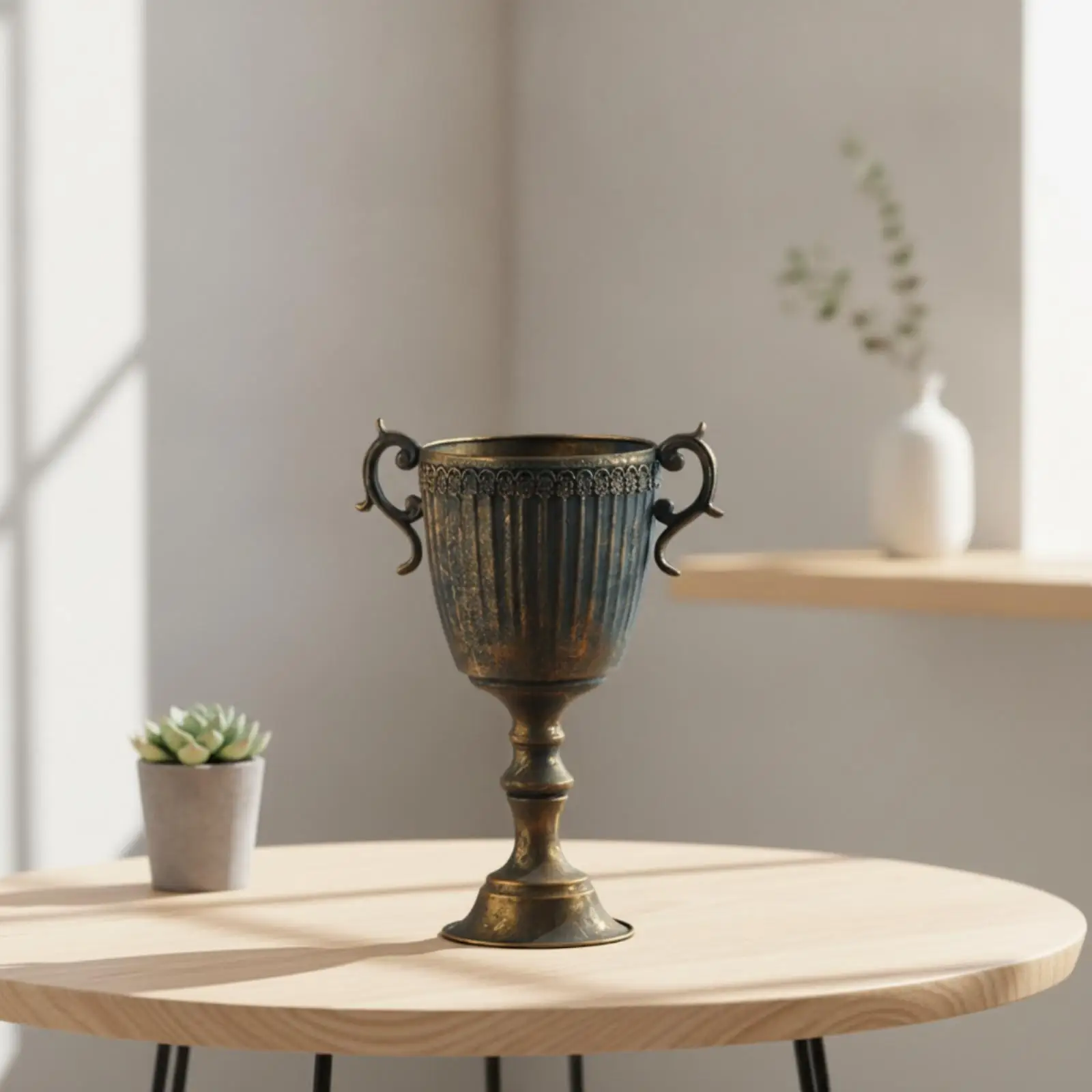 Decorative Vase with Handles, Vintage Style, Aged Urn with Handles, Ideal For
