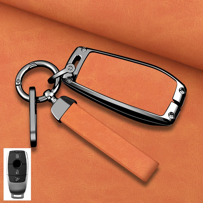 

Zinc Alloy Leather Car Key Holder for Mercedes-Benz A C E S G Class W177 W205 W213 X167 W222 CLA GLC GLE GLB GLS AMG Key Fob