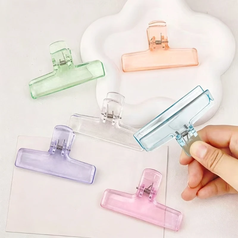 Beautiful Transparent Acrylic Clips Minimalist Style Spring Clip Student Teacher Stationery Paper Clips Sealing Clips