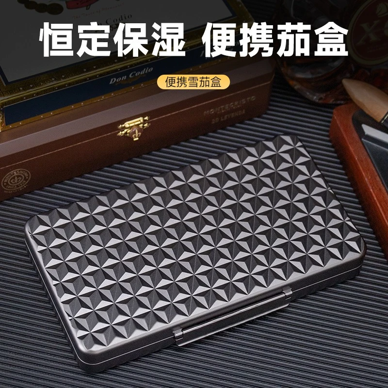 5 Count Aluminum Travel Cigar Case 3CM Ultra Thin Sealed Waterproof Shell Portable Humidor Storage Box