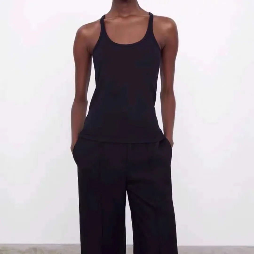 TOT Nordic Style Vest Camisole for Women, Slim Fit Stretch Knit Solid Color Top for Wearing Out or Layering