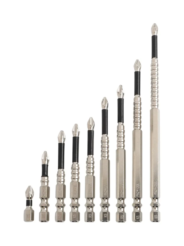 9Pcs PH2 Magnetic Screwdriver Bit Set Alloy Steel Anti-Slip Cross Head With 1/4 Inch Hex Shank For Driver And Drill 25-150mm