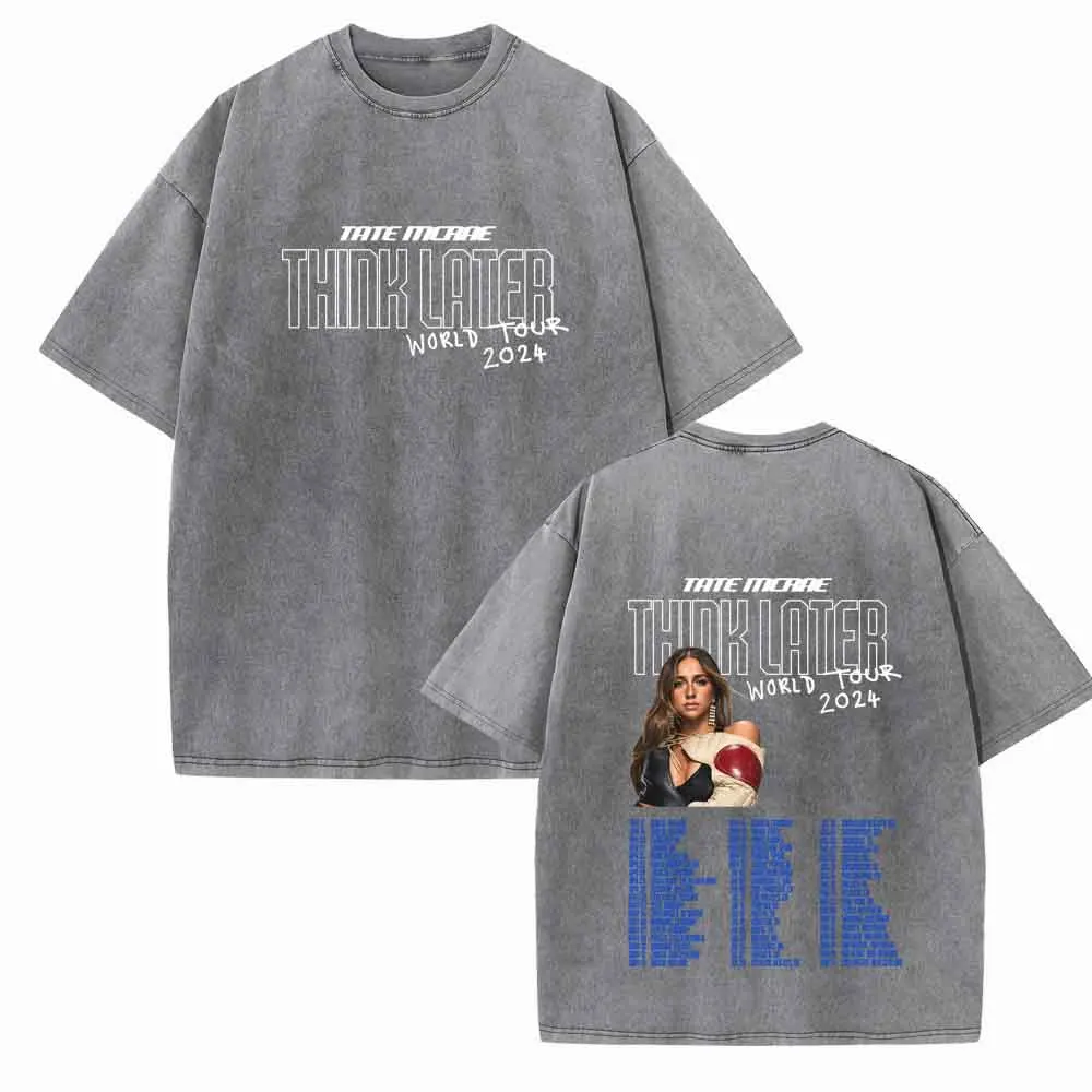 Tate Mcrae Think Later World Tour 2024 Shirts Vintage Harajuku Summer  Unisex O-Neck Short Regular  Sleeve Cotton T-Shirts