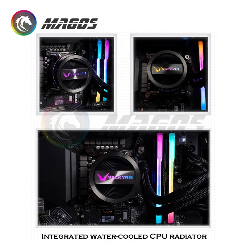 VK CPU Monitor Water Cooler 240mm Liquid Cooling Rgb Processor Cooler Cpu Heat Sink 120mm Fan PC Water Cooling Radiator