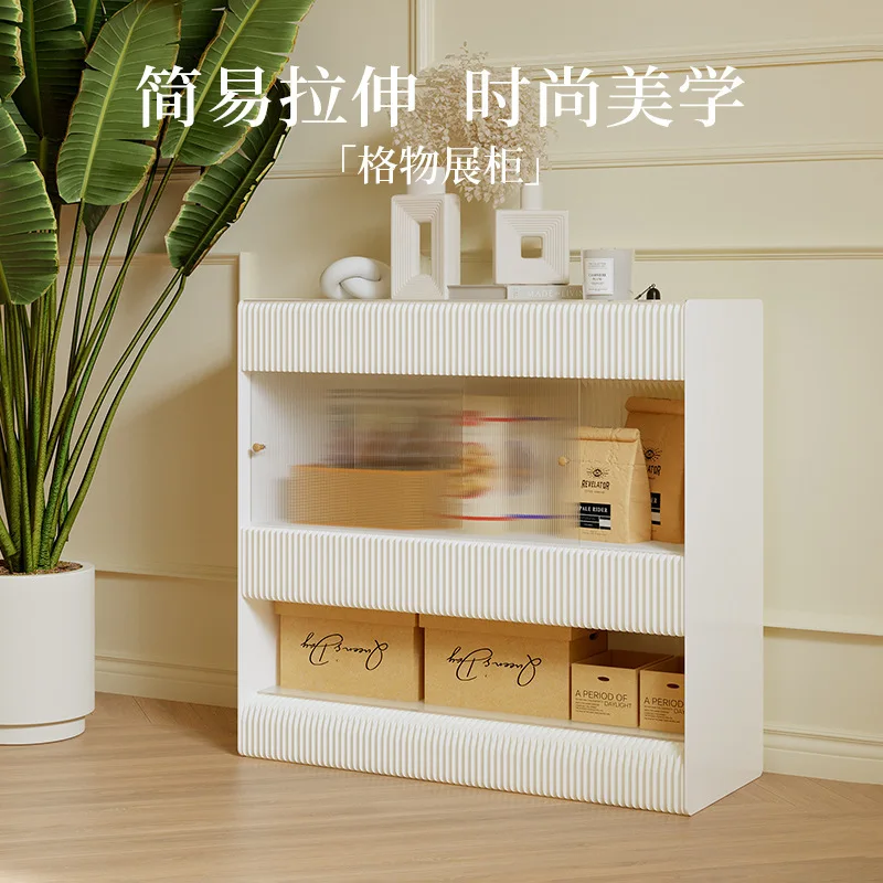 18-Paper Sliding Door Display Rack Shelf Locker Side Cabinet Showcase Home Furnishing Shelf Office Display Cabinet