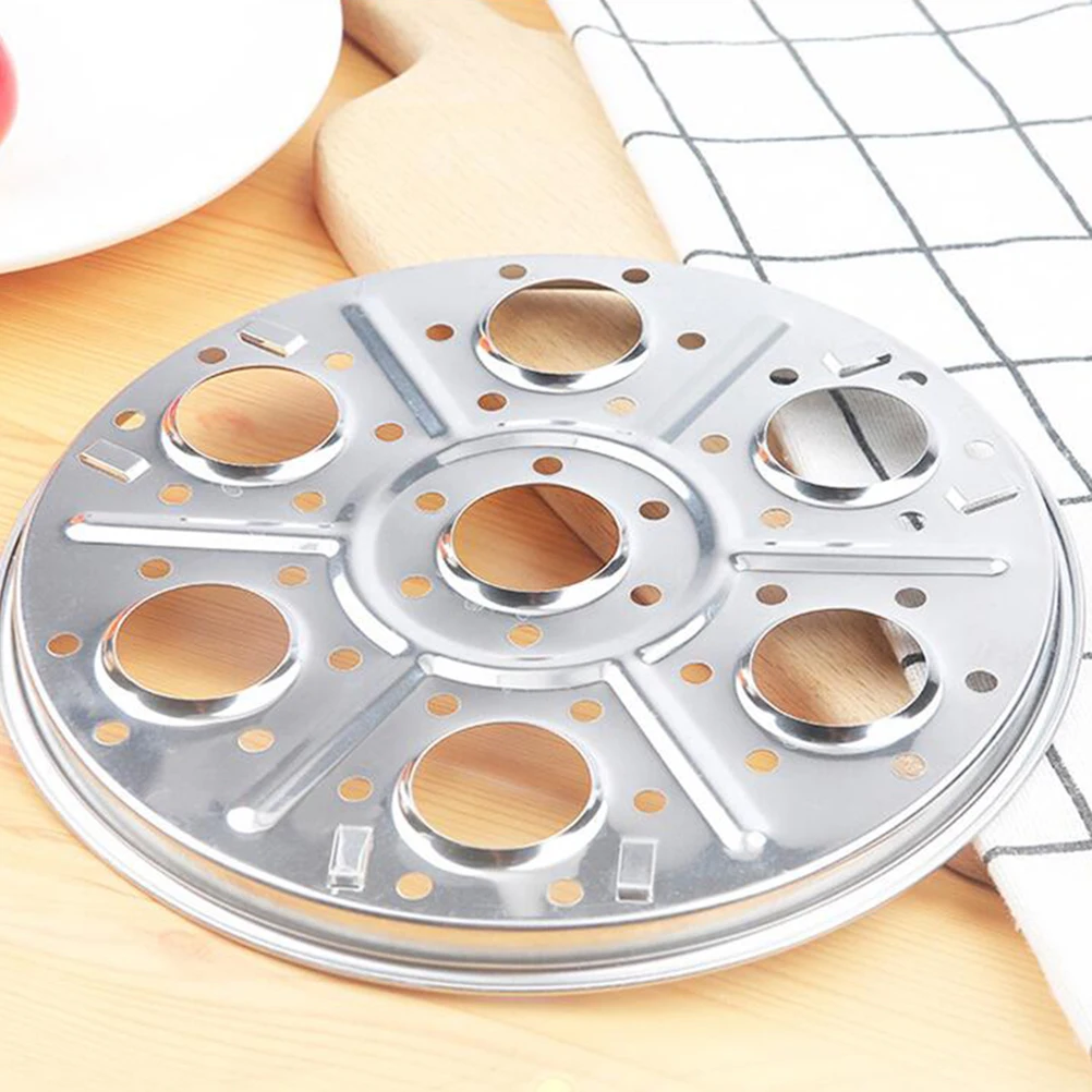 

2pcs Egg Steamer Stainless Steel Kitchen Cookware Silver 7 Holes Design Easy Clean Dishwasher Safe Steam Rack Egg Holder