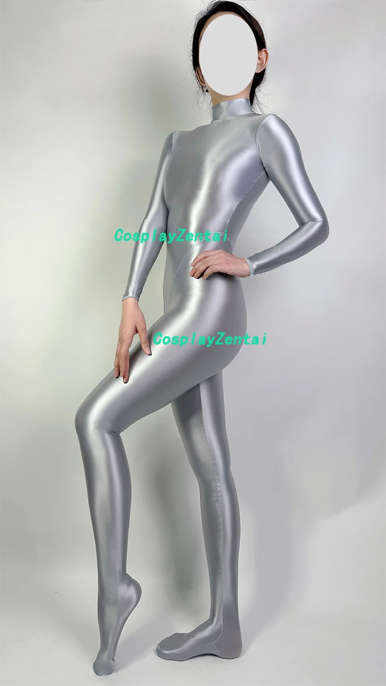 3d Maatwerk Glanzende Heldere Hoge Kwaliteit Spandex Zentai Bodysuits Afneembare Handschoenen Halloween Kostuums Vrouw/Mannen Zentai Catsuit