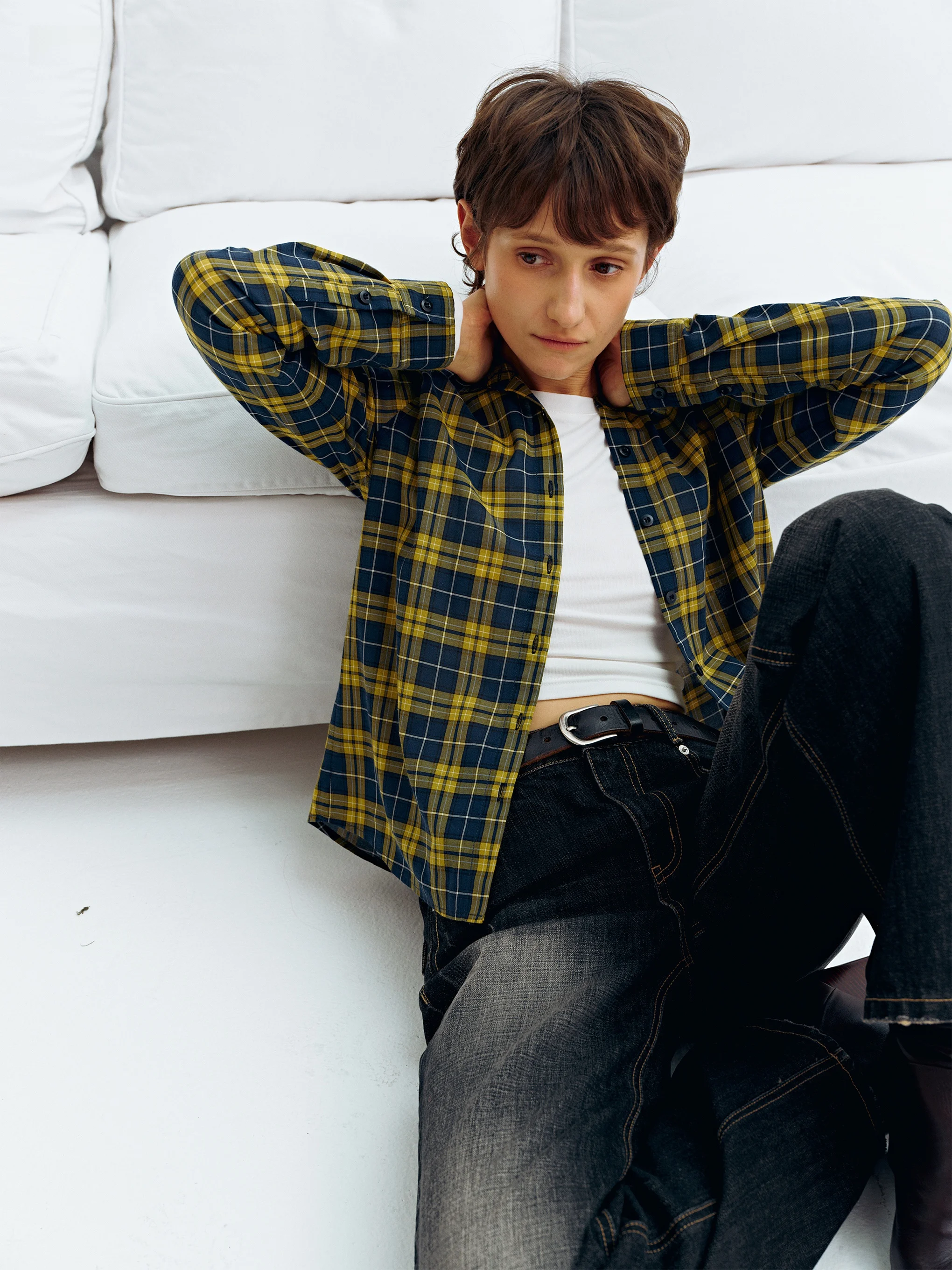 

Женская винтажная футболка SeeSimple с длинным рукавом, из ацетатной ткани, с узором, прямого кроя, для повседневной носки