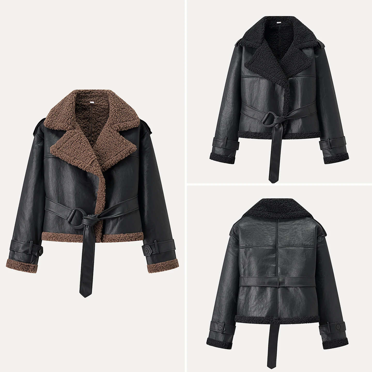 Faionable Leather And Fur Inteated Jaet Women's Sle Personali Daily Casual Autumn 2025 New Arrival Z Brand