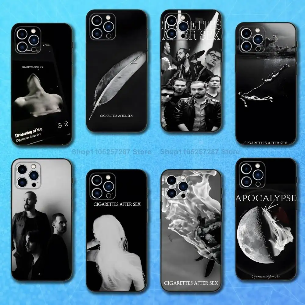Cigarettes After Sex Band For iPhone 12,14,13,15,8,7,16,11,17,X,Mini,Plus,Pro,XR,SE,XS,Max,Soft Silicone Black Case