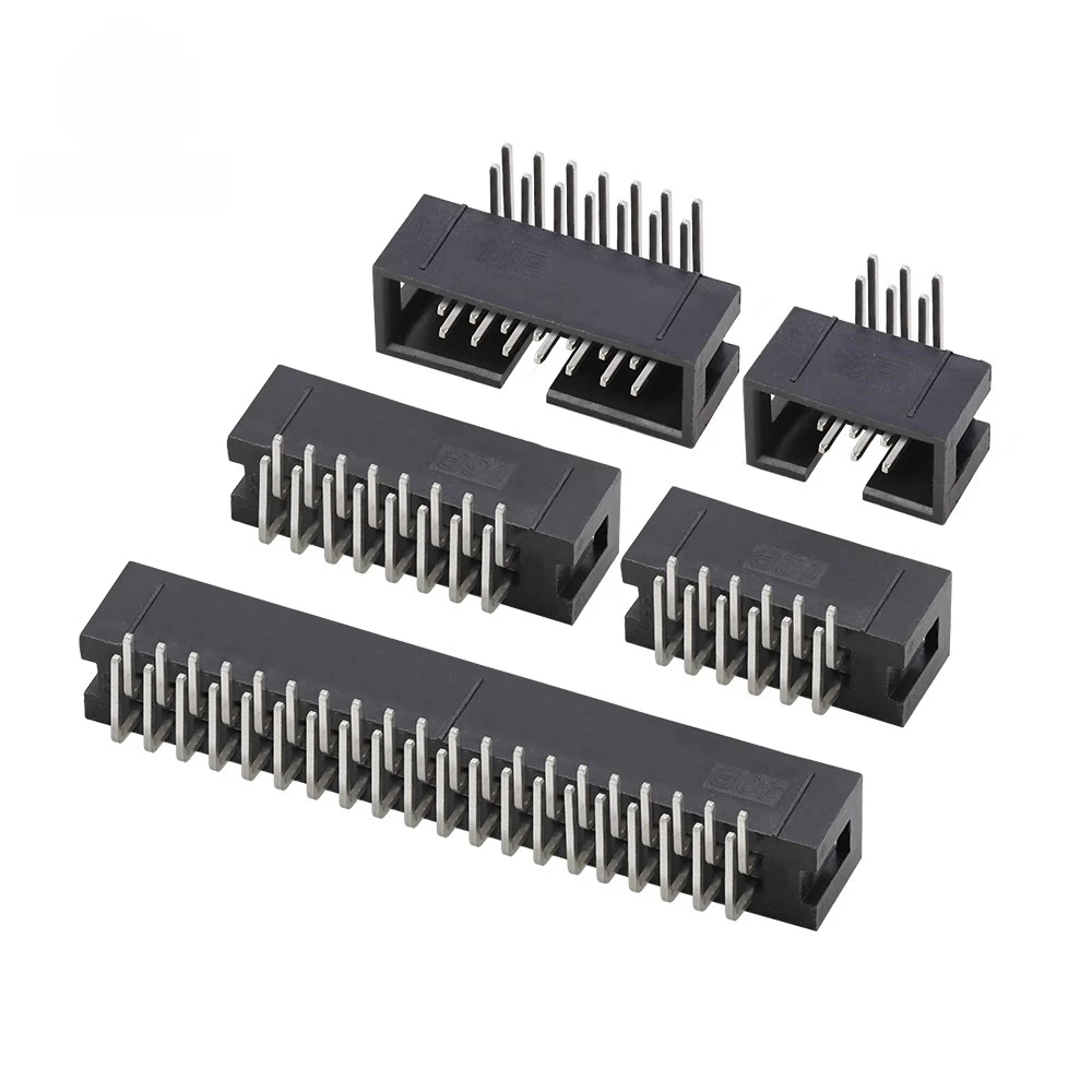 10PCS DC3 6P 8P 10P 12P 14P 16P 20P 26P 30P 34P 40P 50P 64P 2.54mm Socket Header Connector ISP Male Double-spaced Angle IDC JTAG