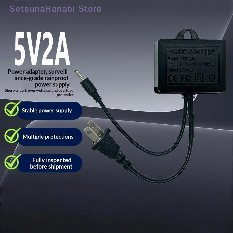 [W]1Pc Power Adapter DC5V2A EU/US Plug For CCTV Security Surveillance AHD Camera Charger NVR DVR LED Router Input AC180-240V