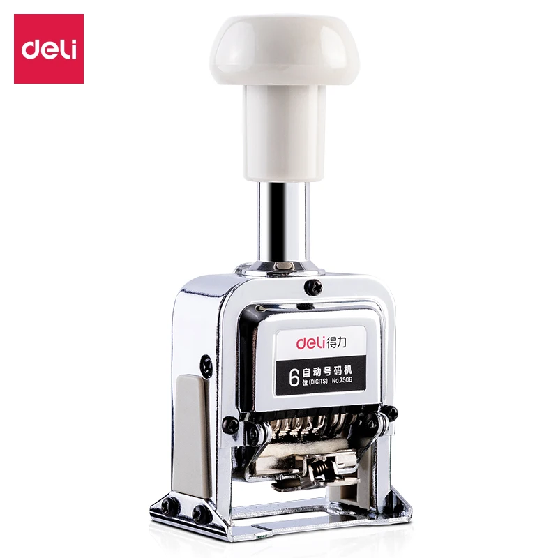 Deli 7506-7515 Heavy Duty Automatic Numbering Machine, 3-15 Bits/ Wheel Date Page Business Stamp For Financial Office Bank