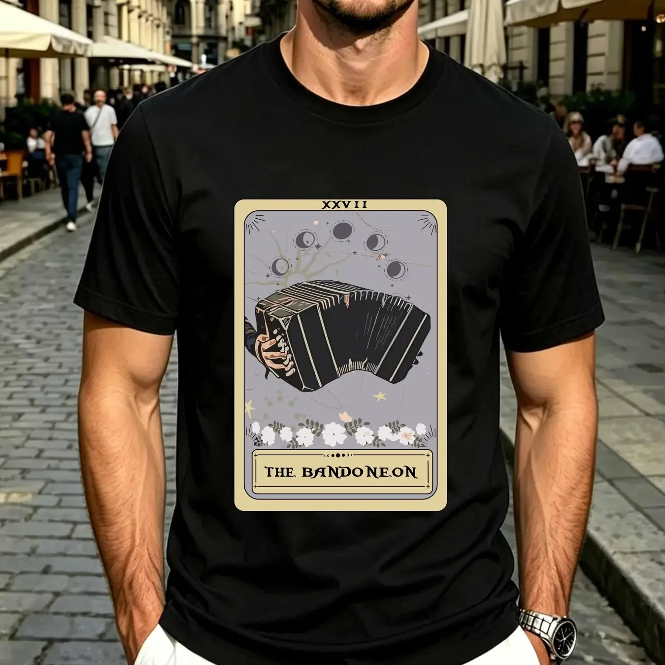 washed T Shirt The Bandoneon Tarot Card Tango Lover s Player Music long or short sleeves vintage Washed homme