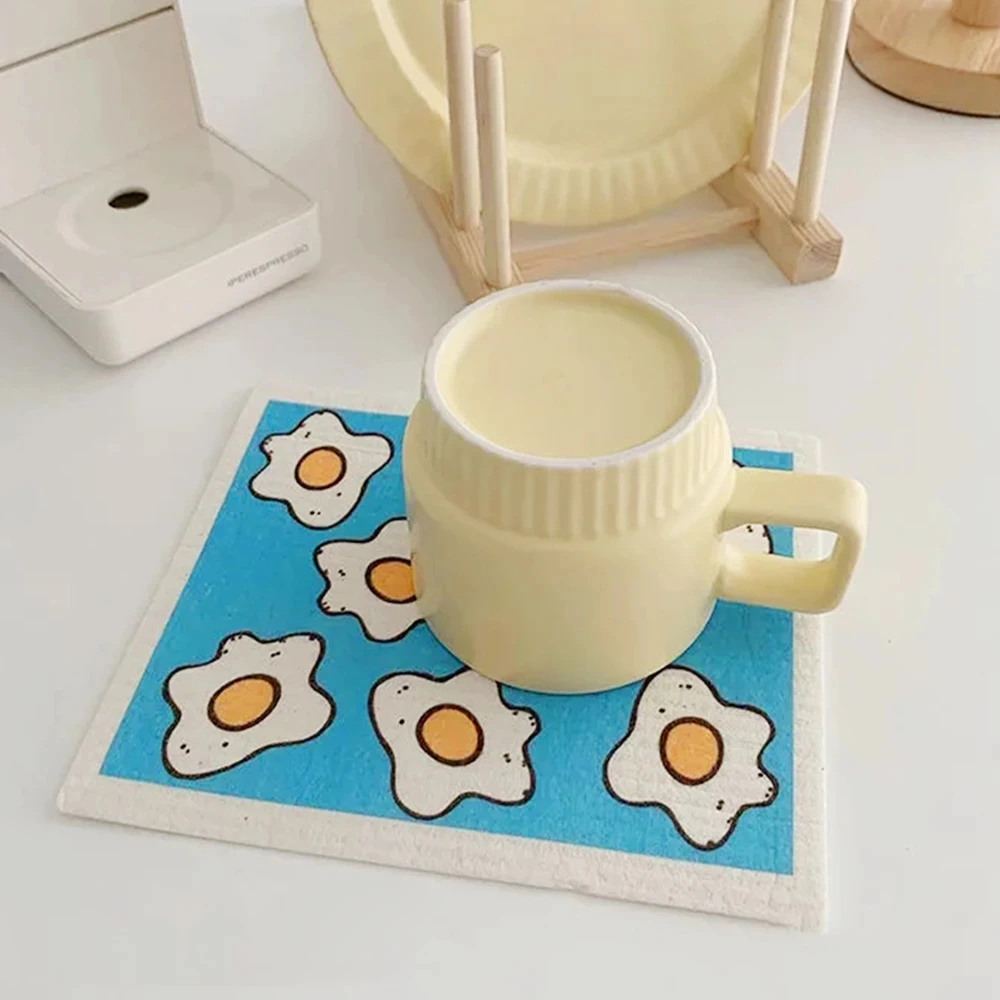 Printed Absorbent Dishcloth Cellulose Cleaning Cloths Quick-Dry Kitchen Rag Dishwashing Cleaning Cloth Household Supplies