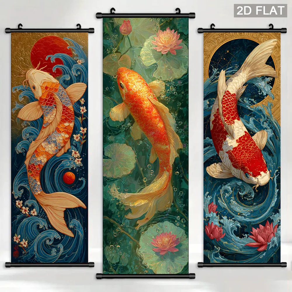 VIKAMA Neon Japanese Framed Wall Art Cyberpunk Vertical Tapestry Decor for Bedroom Living Room Home Japanese Culture Gift