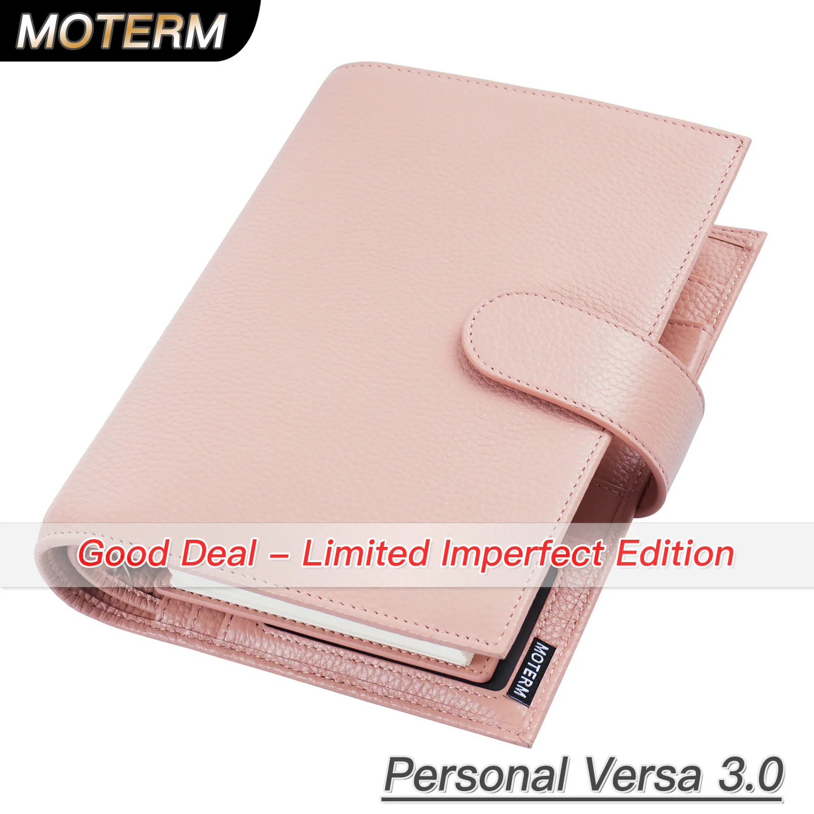 Limited Imperfect Moterm Personal Size Versa 3.0 Rings Planner Pebbled Grain Cowhide Notebook with 25mm Rings Organizer Journal