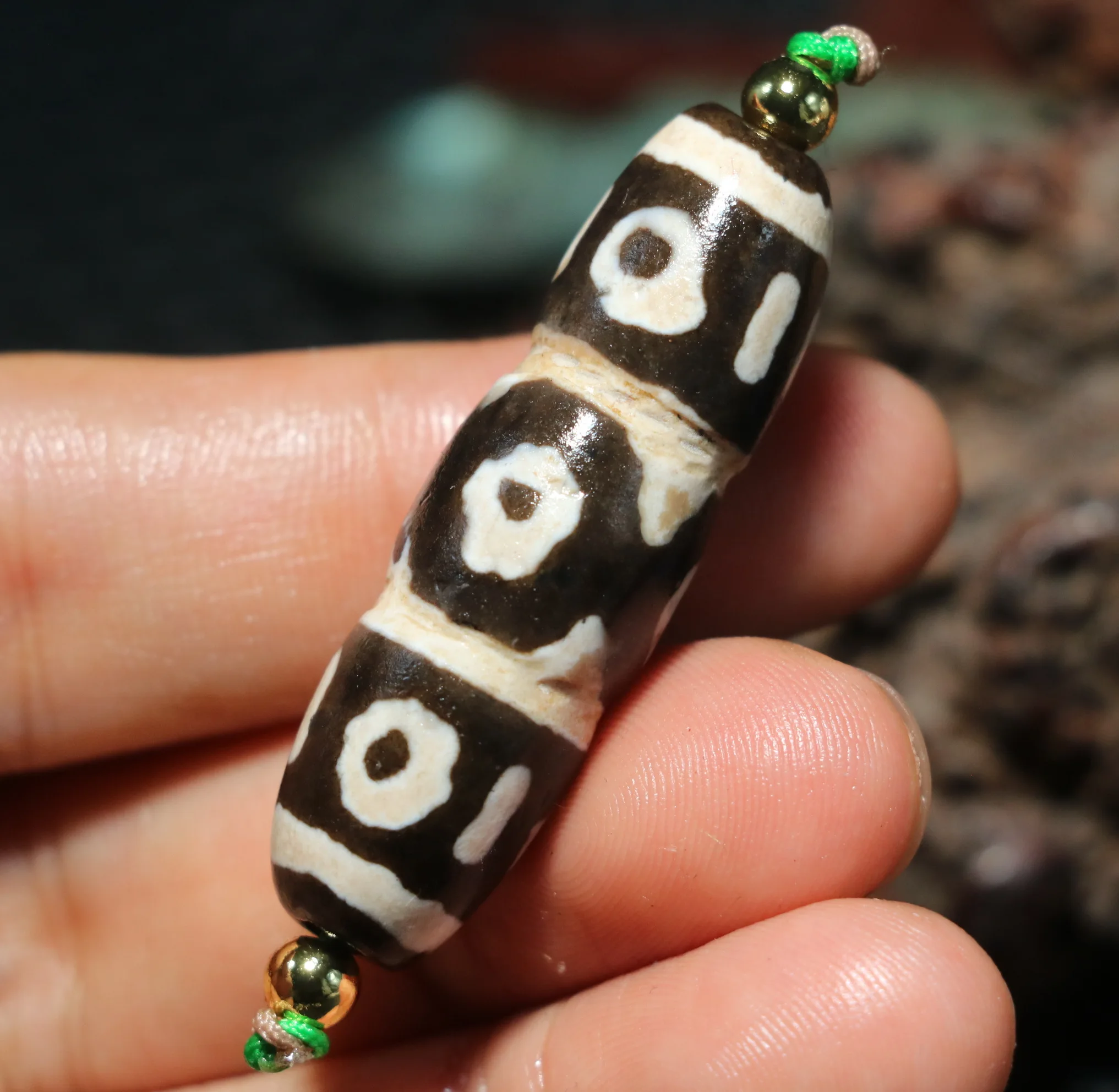 Energy Power Magic Tibetan old Agate Fold Line 9 Eyed Tiger Tooth totem Lotus Root shape dZi Bead Fit For Making Bracelet