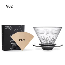 YRP V&60 Coffee Dripper V01 / V02 Black/ White Resin Coffee Filter Barista tools 40pcs Filter  Paper Portable coffee cups