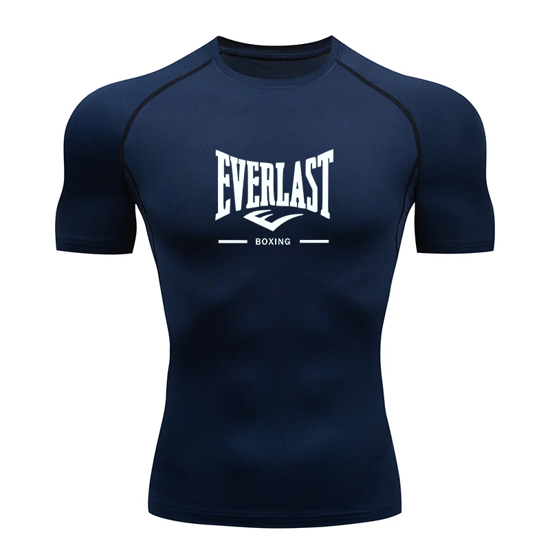 EVERLAST BOXING New Men's Running Compression T-Shirt Short Sleeve Gym Workout Shirts Jogging Sportswear Sweatshirts Printed